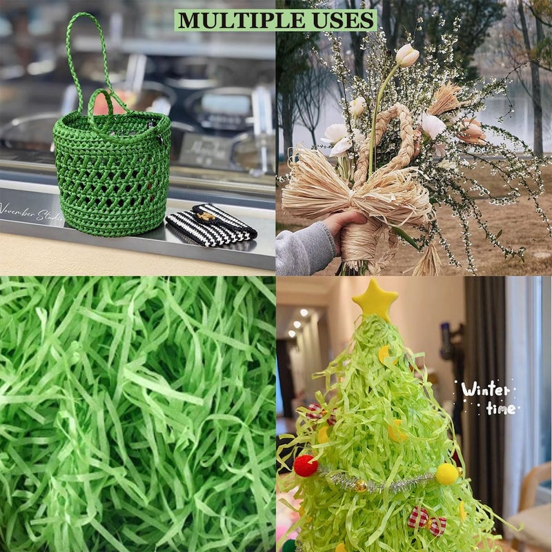 ALLWSLucky 656 FT Raffia Paper Craft Ribbon,Colored Packing Paper String for Gift Wrapping,Party Decor and DIY Decoration (Green) - Image 5